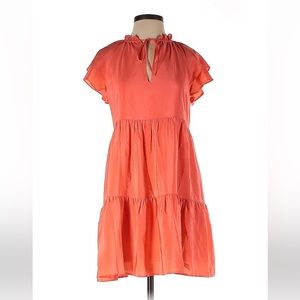 Lavender Brown 100% Silk Flutter sleeve Mini Dress NWT